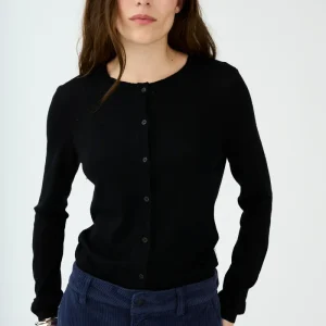 IVY-Essex Langærmet Cardigan med O-hals - Sort